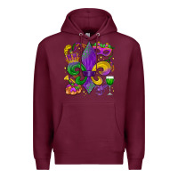 Burgundy mardi gras fleur de lis Premium Hoodie - LillyAllenDesigns