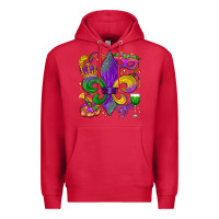 Cardinal mardi gras fleur de lis Premium Hoodie - LillyAllenDesigns