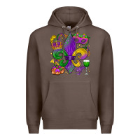 Coffee mardi gras fleur de lis Premium Hoodie - LillyAllenDesigns