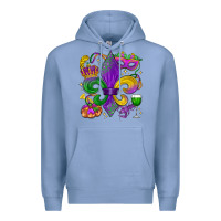 Colony Blue mardi gras fleur de lis Premium Hoodie - LillyAllenDesigns