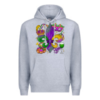 Heather Grey mardi gras fleur de lis Premium Hoodie - LillyAllenDesigns