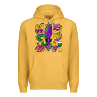 Mustard mardi gras fleur de lis Premium Hoodie - LillyAllenDesigns
