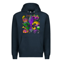 Navy mardi gras fleur de lis Premium Hoodie - LillyAllenDesigns