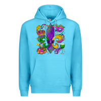 Ocean Blue mardi gras fleur de lis Premium Hoodie - LillyAllenDesigns