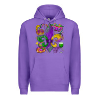 Purple mardi gras fleur de lis Premium Hoodie - LillyAllenDesigns