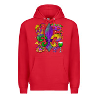 Red mardi gras fleur de lis Premium Hoodie - LillyAllenDesigns