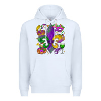 White mardi gras fleur de lis Premium Hoodie - LillyAllenDesigns