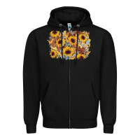 Black sunflower glitter leather background Zipper Hoodie - AdoDesignShop
