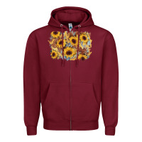 Burgundy sunflower glitter leather background Zipper Hoodie - AdoDesignShop