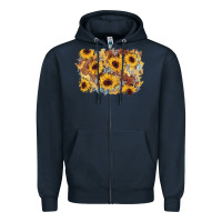Navy sunflower glitter leather background Zipper Hoodie - AdoDesignShop