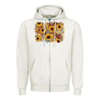Oatmeal Heather sunflower glitter leather background Zipper Hoodie - AdoDesignShop