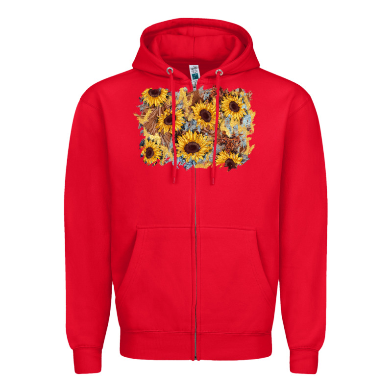 Sunflower Glitter Leather Background Zipper Hoodie by AdoDesignShop | Teevron