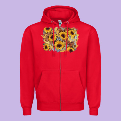 Sunflower Glitter Leather Background Zipper Hoodie Designed By Adodesignshop