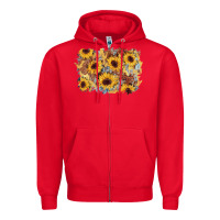 Red sunflower glitter leather background Zipper Hoodie - AdoDesignShop