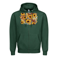 Sports Green sunflower glitter leather background Zipper Hoodie - AdoDesignShop