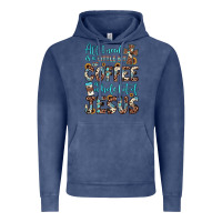 Vintage Denim all i need is a little bit of coffee and o whole lot of jesus Vintage Hoodie - JahusDesignShop
