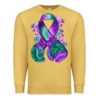 Antique Gold purple and green anal cancer with boxing gloves na Premium Sweatshirt - NancyCooperArtShop