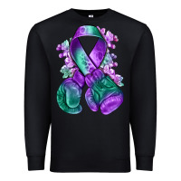 Black purple and green anal cancer with boxing gloves na Premium Sweatshirt - NancyCooperArtShop