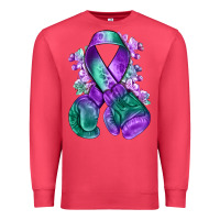 Cardinal purple and green anal cancer with boxing gloves na Premium Sweatshirt - NancyCooperArtShop