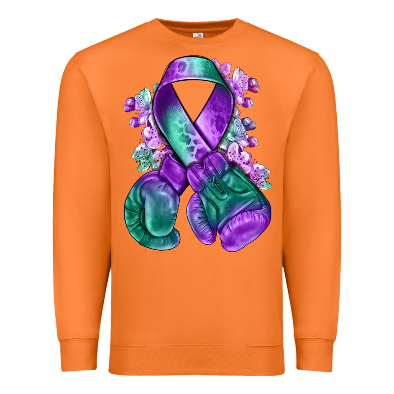 Purple And Green Anal Cancer With Boxing Gloves Na Premium Sweatshirt by NancyCooperArtShop | Teevron