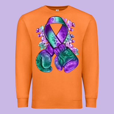 Purple And Green Anal Cancer With Boxing Gloves Na Premium Sweatshirt Designed By Nancycooperartshop