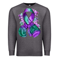 Charcoal Heather purple and green anal cancer with boxing gloves na Premium Sweatshirt - NancyCooperArtShop