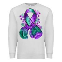 Dove Grey purple and green anal cancer with boxing gloves na Premium Sweatshirt - NancyCooperArtShop
