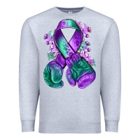 Heather Grey purple and green anal cancer with boxing gloves na Premium Sweatshirt - NancyCooperArtShop