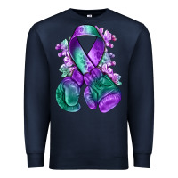 Navy purple and green anal cancer with boxing gloves na Premium Sweatshirt - NancyCooperArtShop