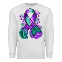Oatmeal Heather purple and green anal cancer with boxing gloves na Premium Sweatshirt - NancyCooperArtShop