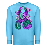 Ocean Blue purple and green anal cancer with boxing gloves na Premium Sweatshirt - NancyCooperArtShop