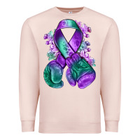 Pale Pink purple and green anal cancer with boxing gloves na Premium Sweatshirt - NancyCooperArtShop