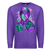 Purple purple and green anal cancer with boxing gloves na Premium Sweatshirt - NancyCooperArtShop