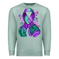 Seafoam purple and green anal cancer with boxing gloves na Premium Sweatshirt - NancyCooperArtShop