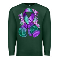 Sports Green purple and green anal cancer with boxing gloves na Premium Sweatshirt - NancyCooperArtShop