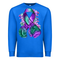 True Royal purple and green anal cancer with boxing gloves na Premium Sweatshirt - NancyCooperArtShop