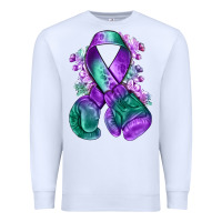 White purple and green anal cancer with boxing gloves na Premium Sweatshirt - NancyCooperArtShop