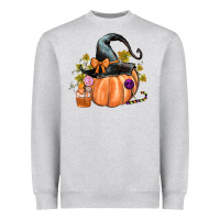 Heather Grey Kids Pumpkin with Halloween Heavyweight Sweatshirt - texasbilliewilder