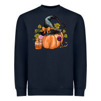 Navy Kids Pumpkin with Halloween Heavyweight Sweatshirt - texasbilliewilder