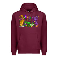 Burgundy mardi gras pelican alligator and crawfish Premium Hoodie - LillyAllenDesigns
