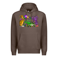 Coffee mardi gras pelican alligator and crawfish Premium Hoodie - LillyAllenDesigns