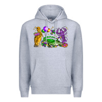Heather Grey mardi gras pelican alligator and crawfish Premium Hoodie - LillyAllenDesigns