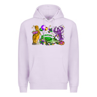 Lilac mardi gras pelican alligator and crawfish Premium Hoodie - LillyAllenDesigns
