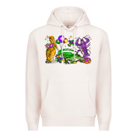 Pale Pink mardi gras pelican alligator and crawfish Premium Hoodie - LillyAllenDesigns