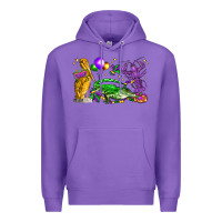 Purple mardi gras pelican alligator and crawfish Premium Hoodie - LillyAllenDesigns