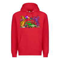 Red mardi gras pelican alligator and crawfish Premium Hoodie - LillyAllenDesigns