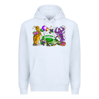 White mardi gras pelican alligator and crawfish Premium Hoodie - LillyAllenDesigns
