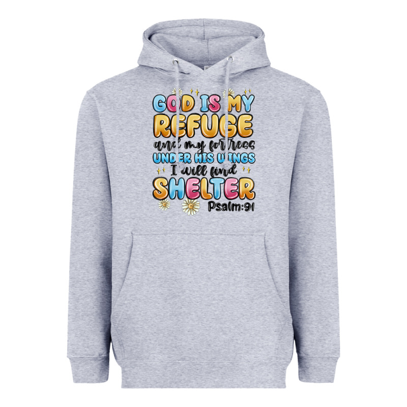 God Is My Refuge And My Fortress Under His Wings Heavyweight Hoodie by MaliasSmallBusiness | Teevron