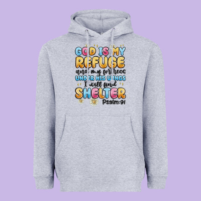 God Is My Refuge And My Fortress Under His Wings Heavyweight Hoodie Designed By Maliassmallbusiness