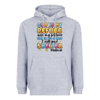 Heather Grey god is my refuge and my fortress under his wings Heavyweight Hoodie - MaliasSmallBusiness